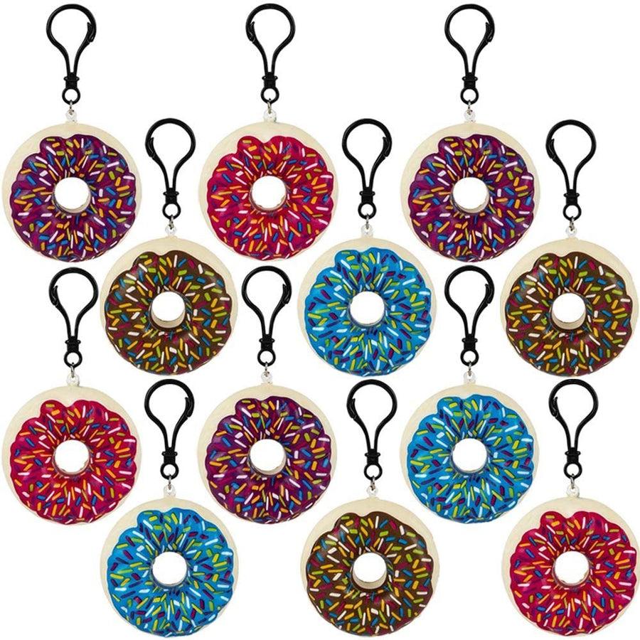 Backpack Clips with Squeeze Donuts, Set of 12, Scented Backpack Accessories for Kids, Stress Relief Toys for Kids and Adults, Back-to-School Gifts, Donut Birthday Party Favors