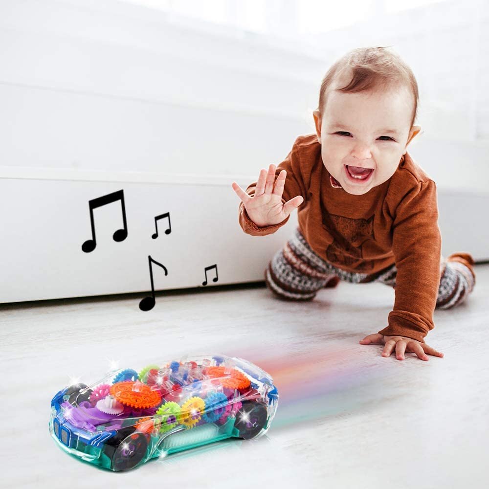 Light Up Toy Car, Bump-n-go Car for Kids with Moving Gears, Music & LEDs