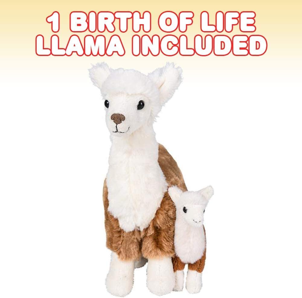 Llama Stuffed Toy, 1 PC, Soft Mom and Baby Llama Plush Toy for Kids, Cute Home and Nursery Animal Decorations, Zoo Party Prop, Best Birthday Gift Idea, 8"es Tall