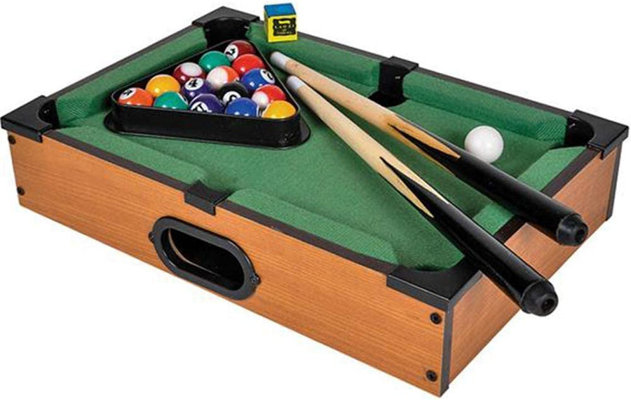 Gamie Tabletop Pool Game Set Wooden Portable Game with All Accessories Included - Great Gift Idea for Boys and Girls - Unique Desk Decoration - Fun for The Whole Family