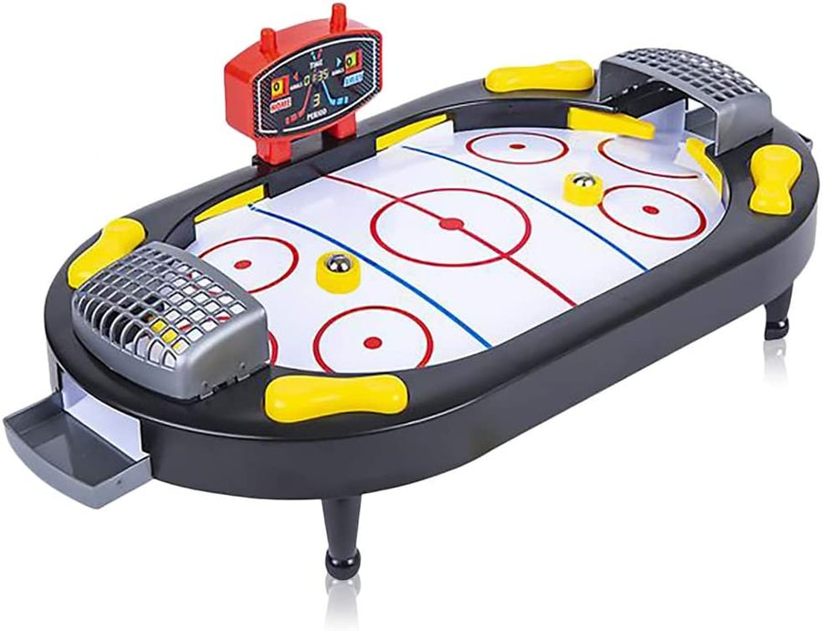 Gamie Hockey Tabletop Game, Desktop Sports Game with Mini Hockey Table, 2 Pucks, and Scoreboard, Fun Indoor Games for Home, Office and Game Night, Best Gift Idea for Kids