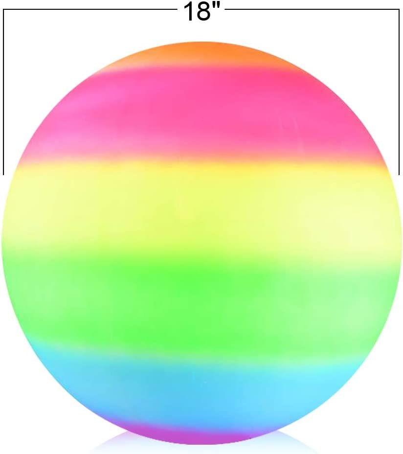 ArtCreativity Rainbow Playground Ball for Kids, Bouncy 18 Inch Rubber Kick Ball for Backyard, Park and Beach Outdoor Fun, Beautiful Rainbow Colors, Durable Outside Play Toys for Boys and Girls