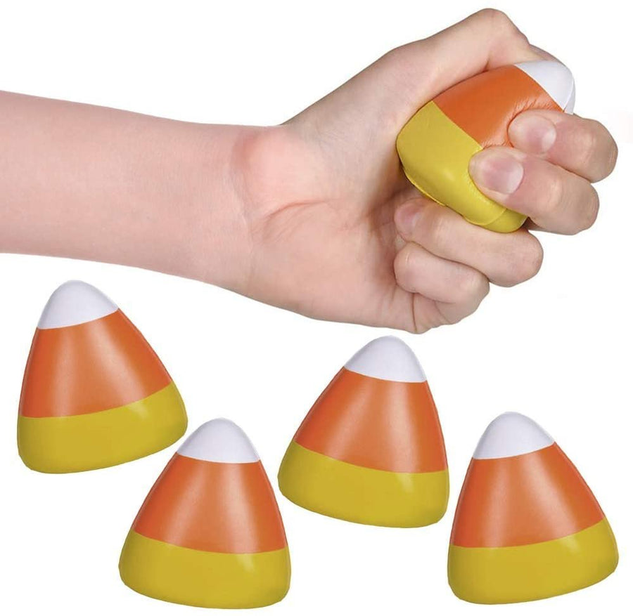 Mini Candy Corn Stress Relief Toys, Set of 12, Slow Rising Squeezy Toys for Kids, Halloween Party Favors and Non-Candy Trick or Treat Supplies, Birthday Goodie Bag Fillers