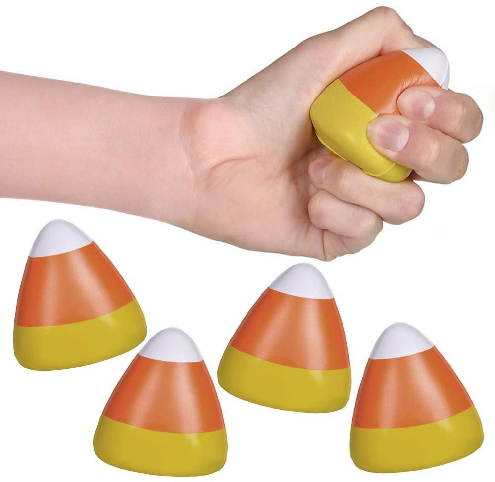 ArtCreativity Mini Candy Corn Stress Relief Toys, Set of 12, Slow Rising Squeezy Toys for Kids, Halloween Party Favors and Non-Candy Trick or Treat Supplies, Birthday Goodie Bag Fillers