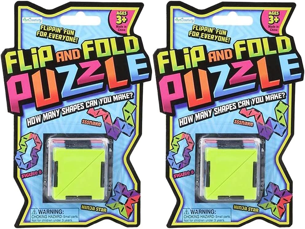 Flip and Fold Puzzle Game, Set of 2, Brain Teaser Games for Kids and Adults, Educational Toys for Children, Unique Birthday Party Favors, Fun Travel Toys, Great Gift Idea