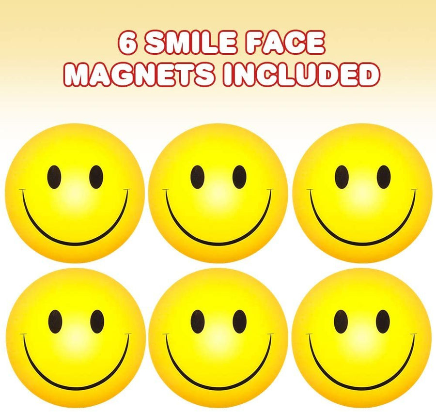 Smiley Face Magnets, Set of 6, Emoji Party Favors for Kids and Adults, Cute Smile Face Fridge Magnets, Fun Goodie Bag Fillers, Stocking Stuffers, Classroom Prizes, Teacher Rewards
