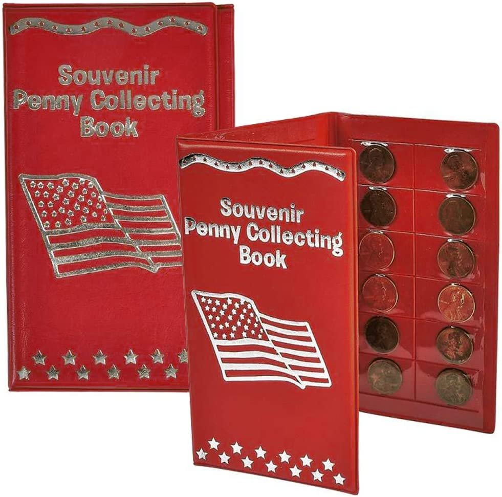 Souvenir Penny Holder Book, Set of 2, Coin Collection Books for Holding 36 Collectible Pennies, Bi-Fold Coin Display and Storage Books, Coin Collector Gift Idea for Kids and Adults