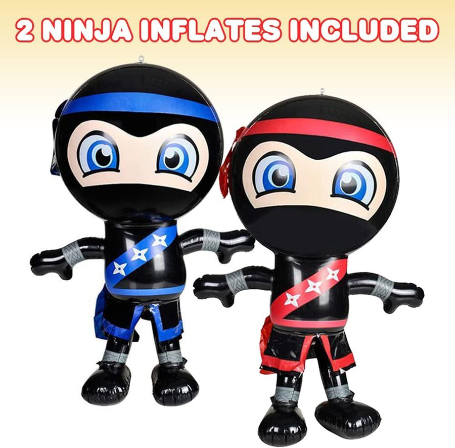 Ninja Party Inflates - Set of 2 - 20"es Tall Inflatable Ninja Balloons in Red and Blue - Ninja Birthday Party Decorations for Boys and Girls - Easy to Inflate Ninja Toys