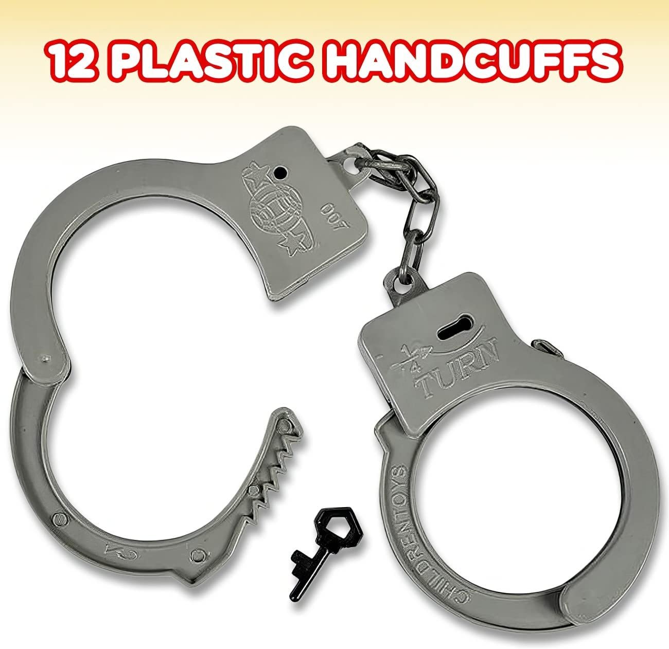 ArtCreativity Plastic Toy Handcuffs Set Pack of 12 Includes One Ke