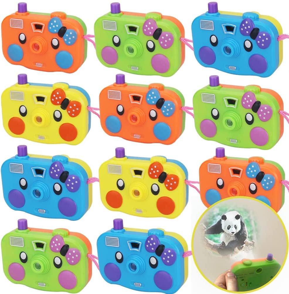 2 in 1 Viewfinder Camera with Projector, Set of 12, Battery Operated Projectors with Wild Animal Slides, Great Safari Party Favors, Zoo Party Supplies, & Wild One Party Favors for Kids