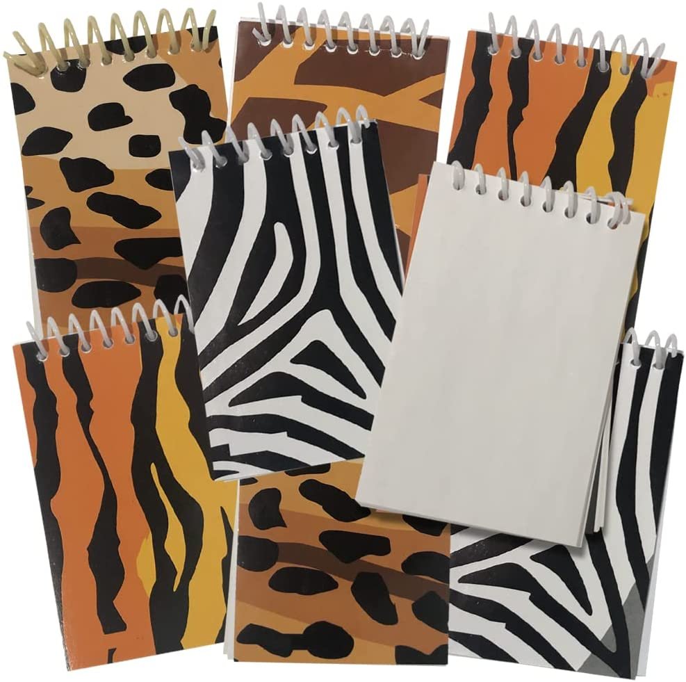 ArtCreativity Mini Animal Print Notebooks, Set of 8, Fun Theme Spiral Notepads, Cute Stationery Supplies for School and Office, Zoo-Themed Birthday Party Favors, Goodie Bag Fillers for Kids