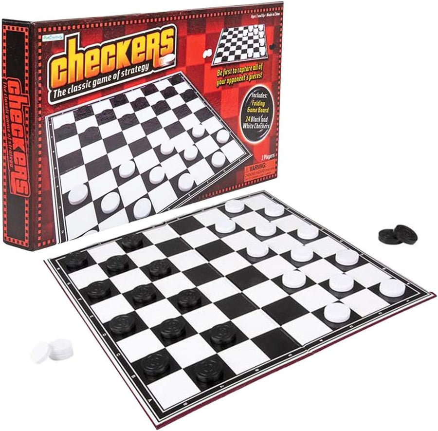 Gamie Checkers Board Game, Classic Foldable Family Board Game for Game Night, Indoor Fun and Parties, Develops Logical Thinking and Strategy, Best Gift Idea for Kids