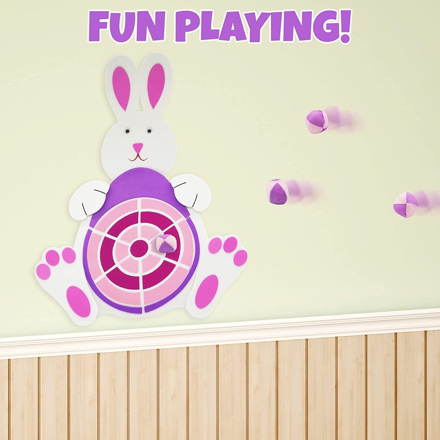 ArtCreativity Easter Bunny Egg Dart Board Sticky Balls Toys Games Dart Board Kit with 3 Sticky Balls for Indoor and Outdoor Sports Games
