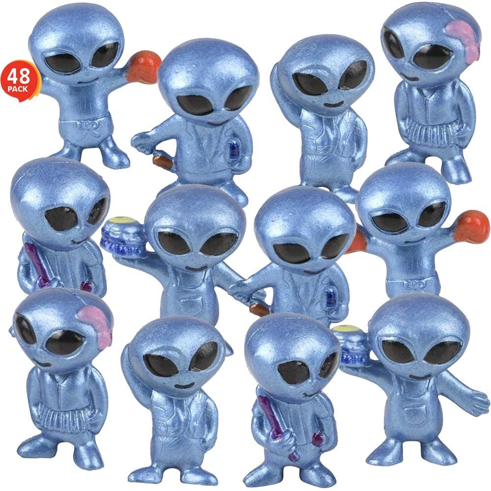 Vinyl Alien Toy Figurines, Set of 48, Fun Space Party Favors for Kids ...
