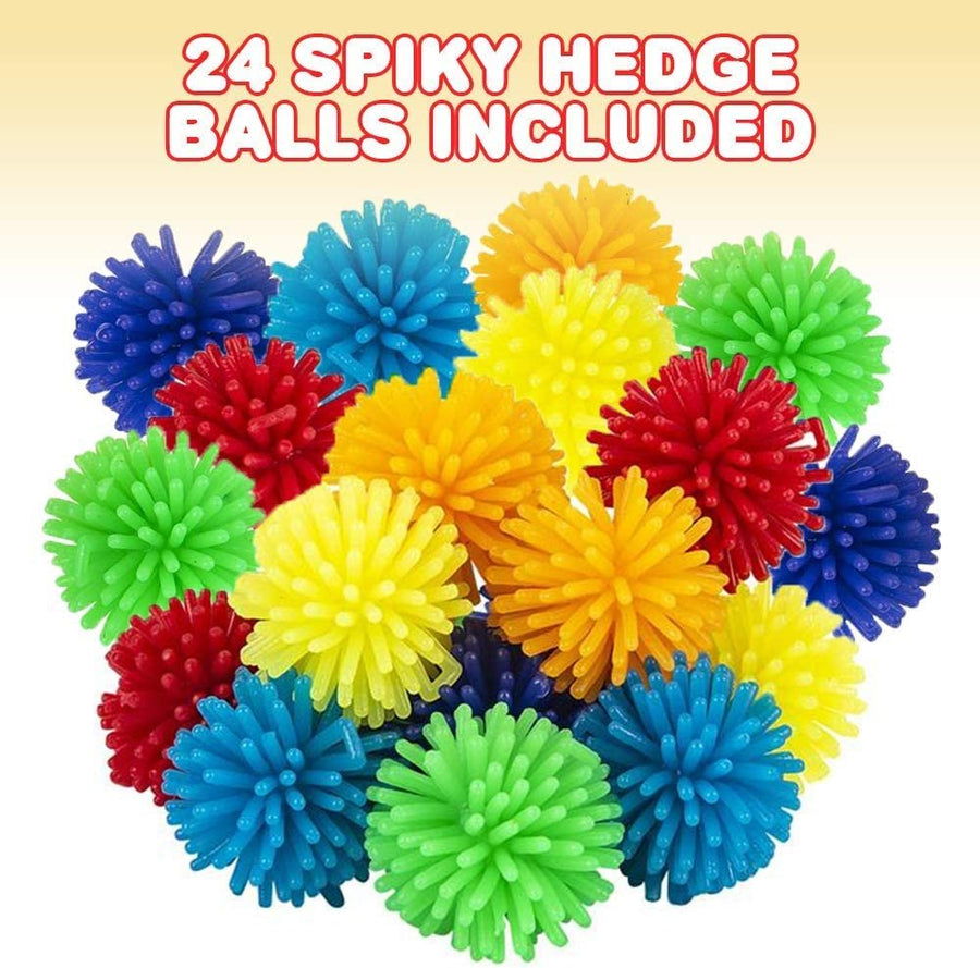 Spiky Hedge Balls for Kids, Sensory Fidget Balls in Vibrant Colors - Bulk Pack of 24