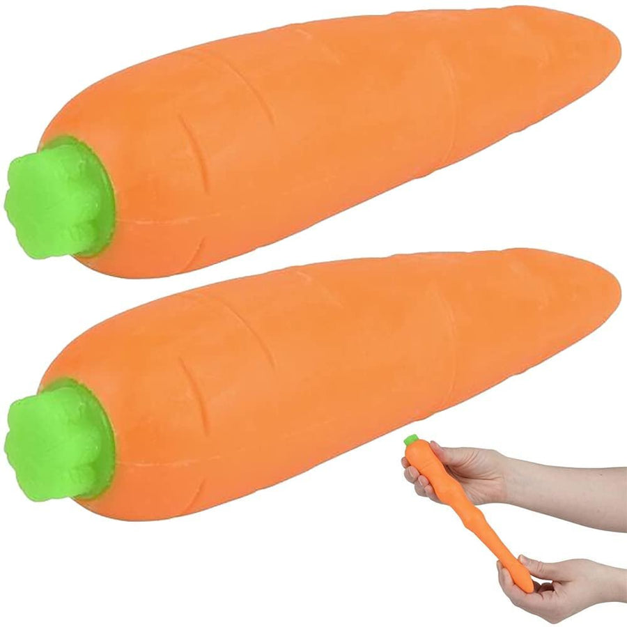 Stretchy Carrot Toys for Kids, Set of 2, Stress Relief Fidget Sensory Toys for Autistic Children, Anxiety, and ADHD, Squeeze Toys Party Favors and Pretend Food Toys, Goodie Bag Fillers