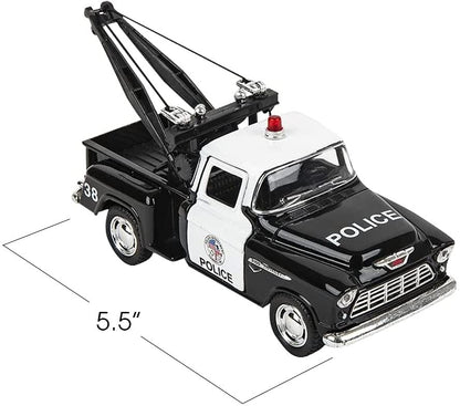 ArtCreativity Pull Back Police Tow Truck Toys, Set of 2, Diecast Police Toy Cars with Pullback Motion and Opening Doors, Police Birthday Party Favors, Classroom Prizes, Goody Bag Fillers for Kids