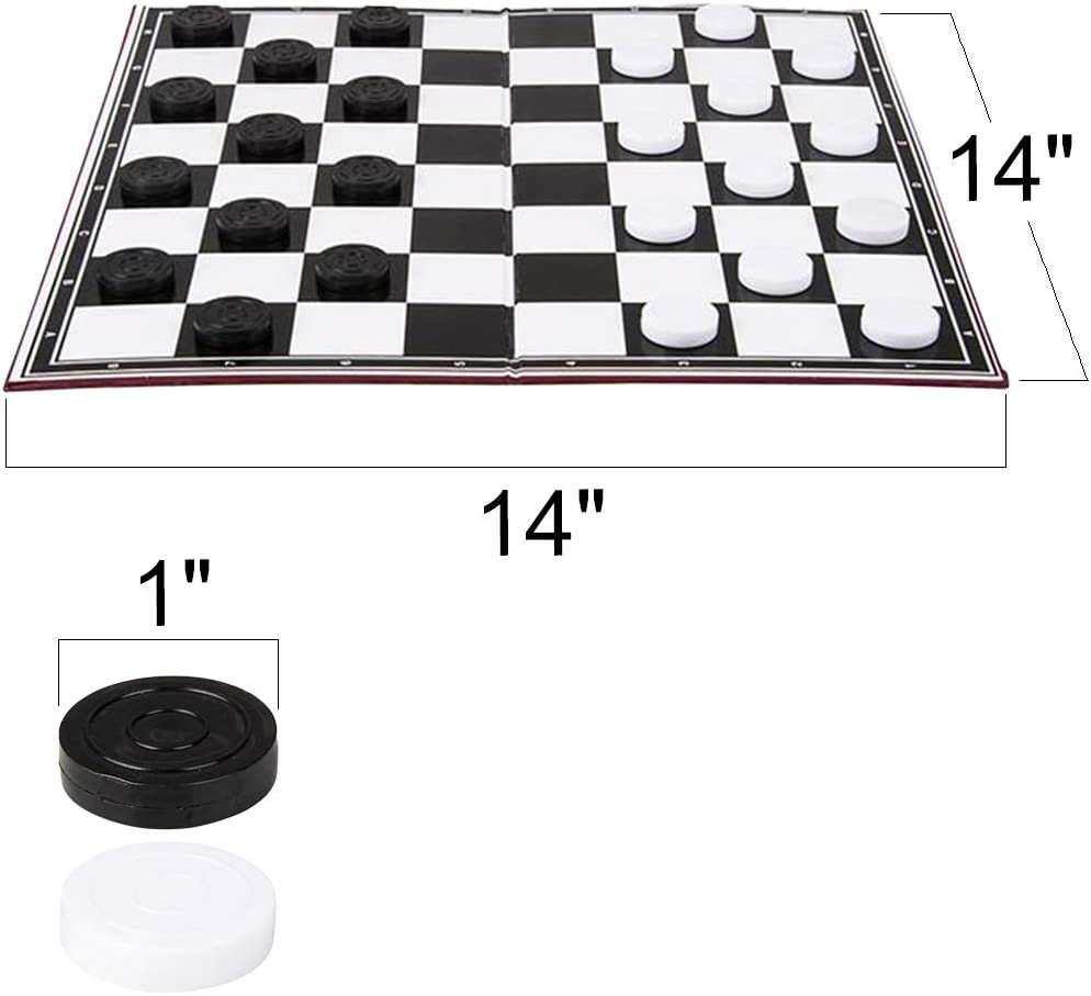 Gamie Checkers Board Game, Classic Foldable Family Board Game for Game Night, Indoor Fun and Parties, Develops Logical Thinking and Strategy, Best Gift Idea for Kids