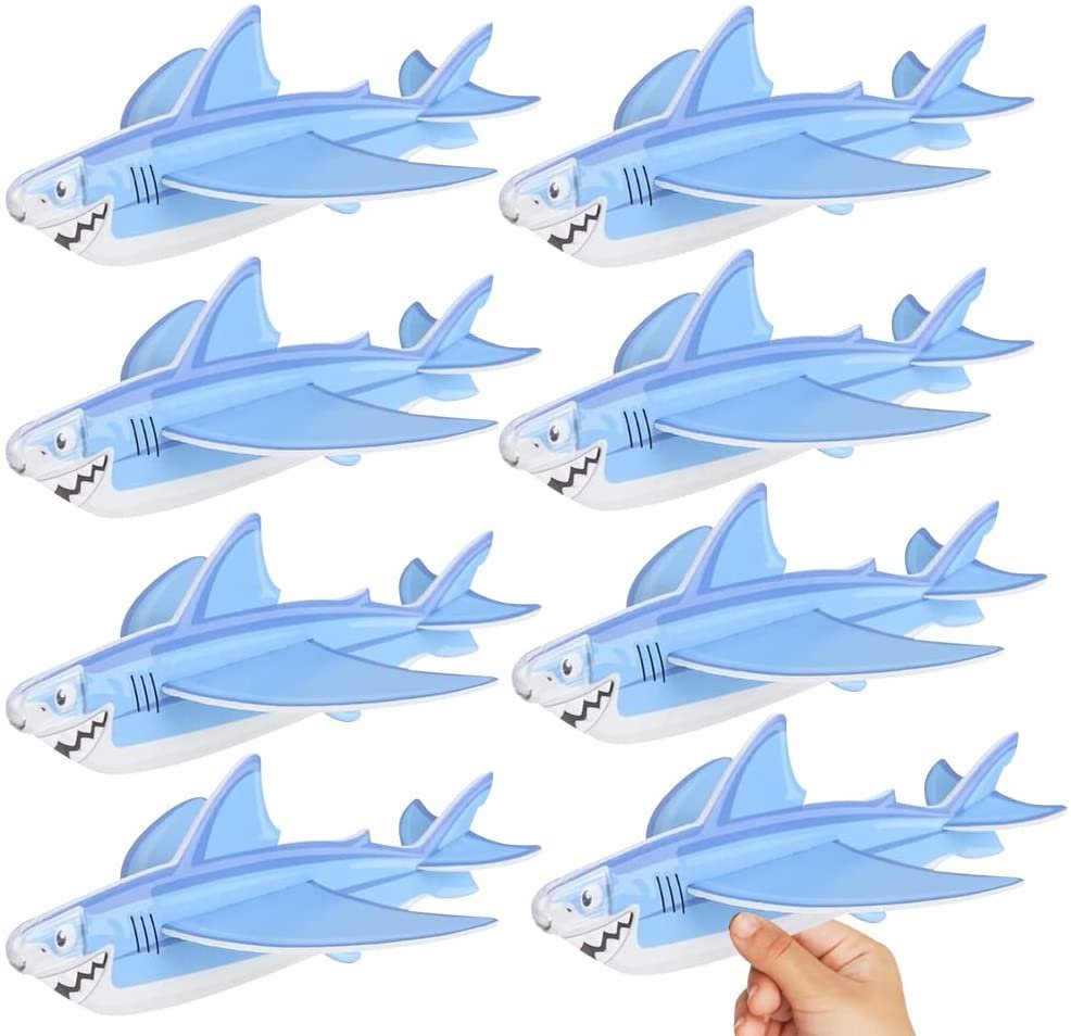 Foam Flying Shark Gliders, Set of 24, Lightweight Glider Planes for Boys & Girls, Individually Packed Flying Airplanes, Fun Birthday Party Favors, Goodie Bag Fillers for Kids