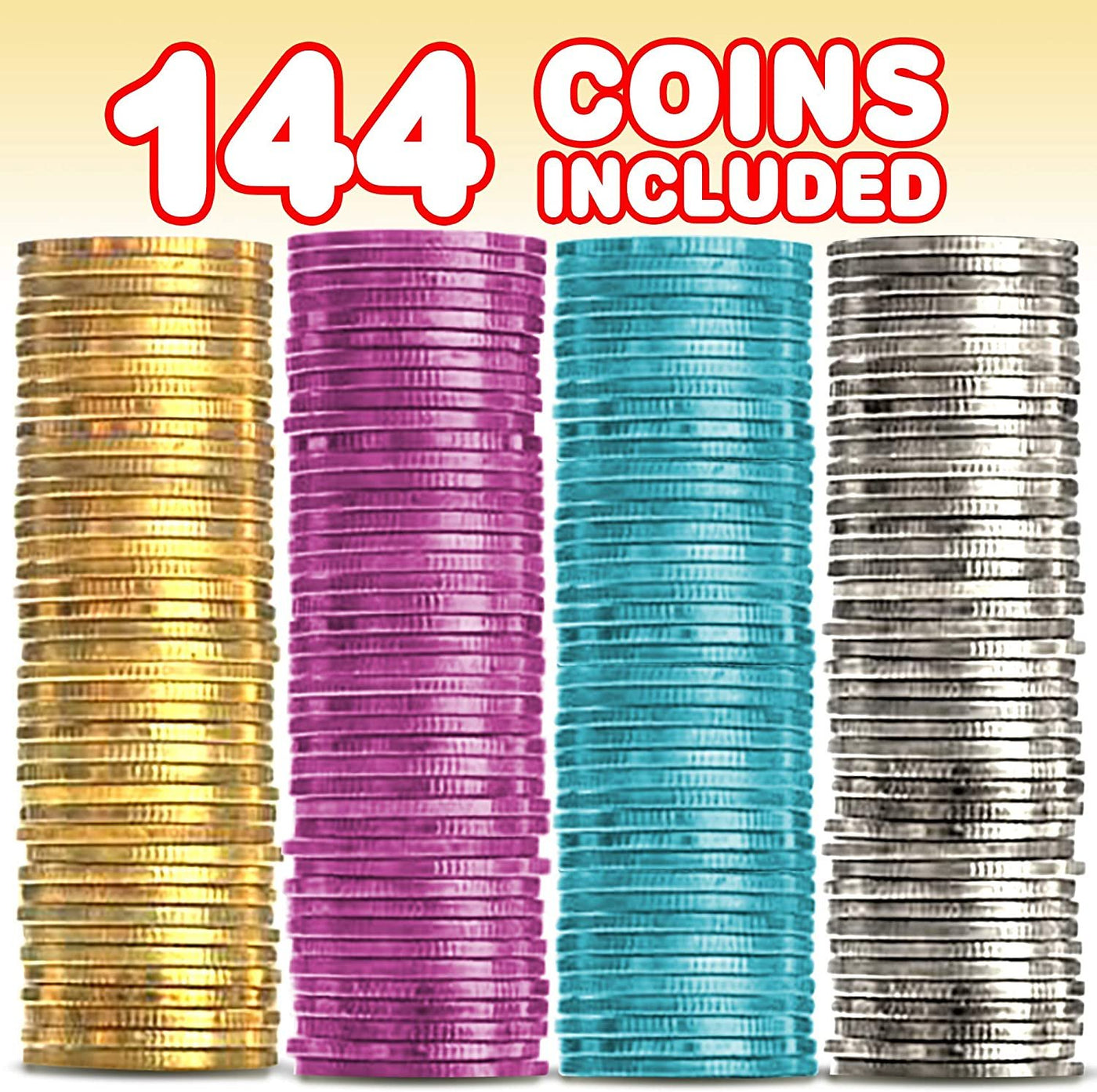 Colorful Coin Collection - Pack of 144 – ‘I was Caught Being Good’ Coins, Tokens for Kids Behavior - Smile Face Fake Money Coins, Ideal School Reward and Prize from Mom to Kids Ages 3+
