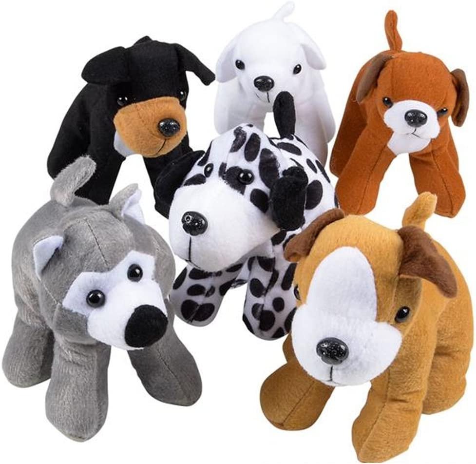 Dog Plush Assortment - Set of 12 - Soft and Cuddly Stuffed Animals for Toddlers - 6 Cute Puppy Designs - Fun Birthday Party Favors, Kids Carnival Prize, Gift Idea for Boys and Girls