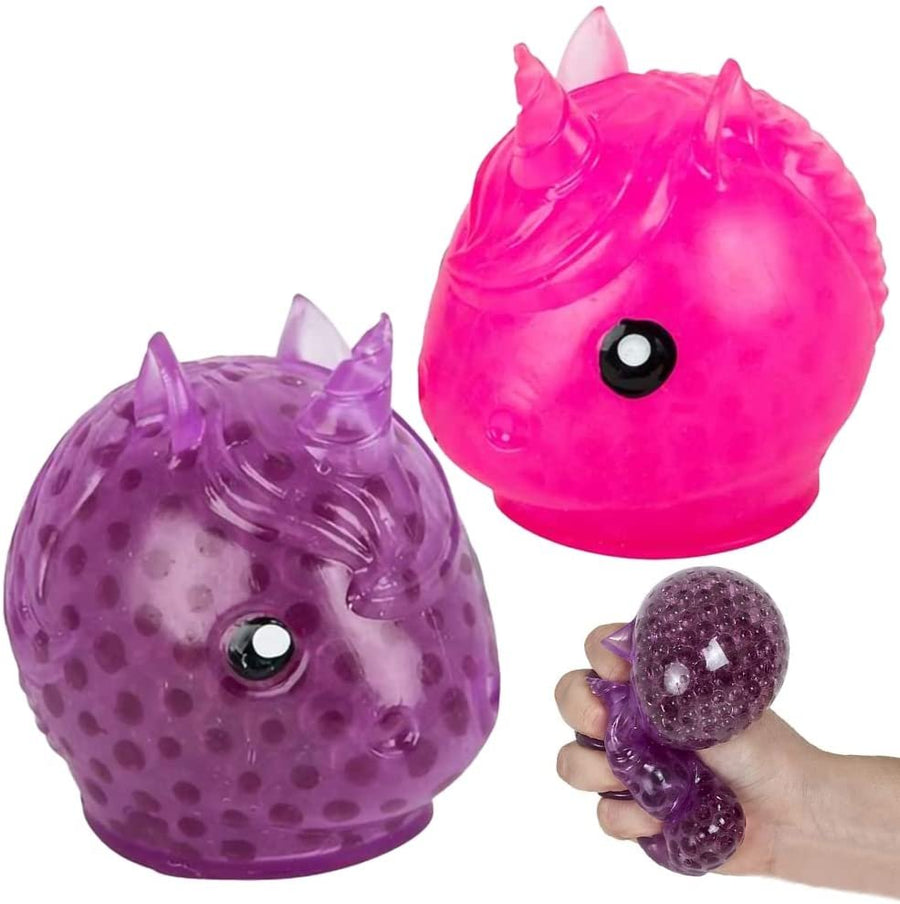 Gel Bead Unicorn Toy with Squeezy Water Beads, Set of 2, Cute Stress Relief Sensory Toys for Boys and Girls, Fun Unicorn Birthday Party Favors and Goodie Bag Fillers for Kids