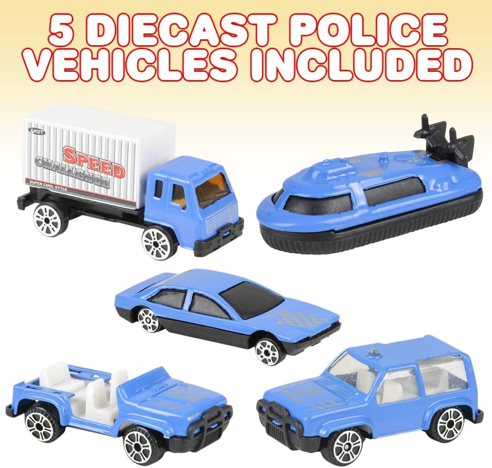 ArtCreativity 5-PC Diecast Police Vehicle Playset, Mini Diecast Toy Cars in Assorted Designs, Great Birthday Party Favor for Kids, Fun Gift Idea for Boys