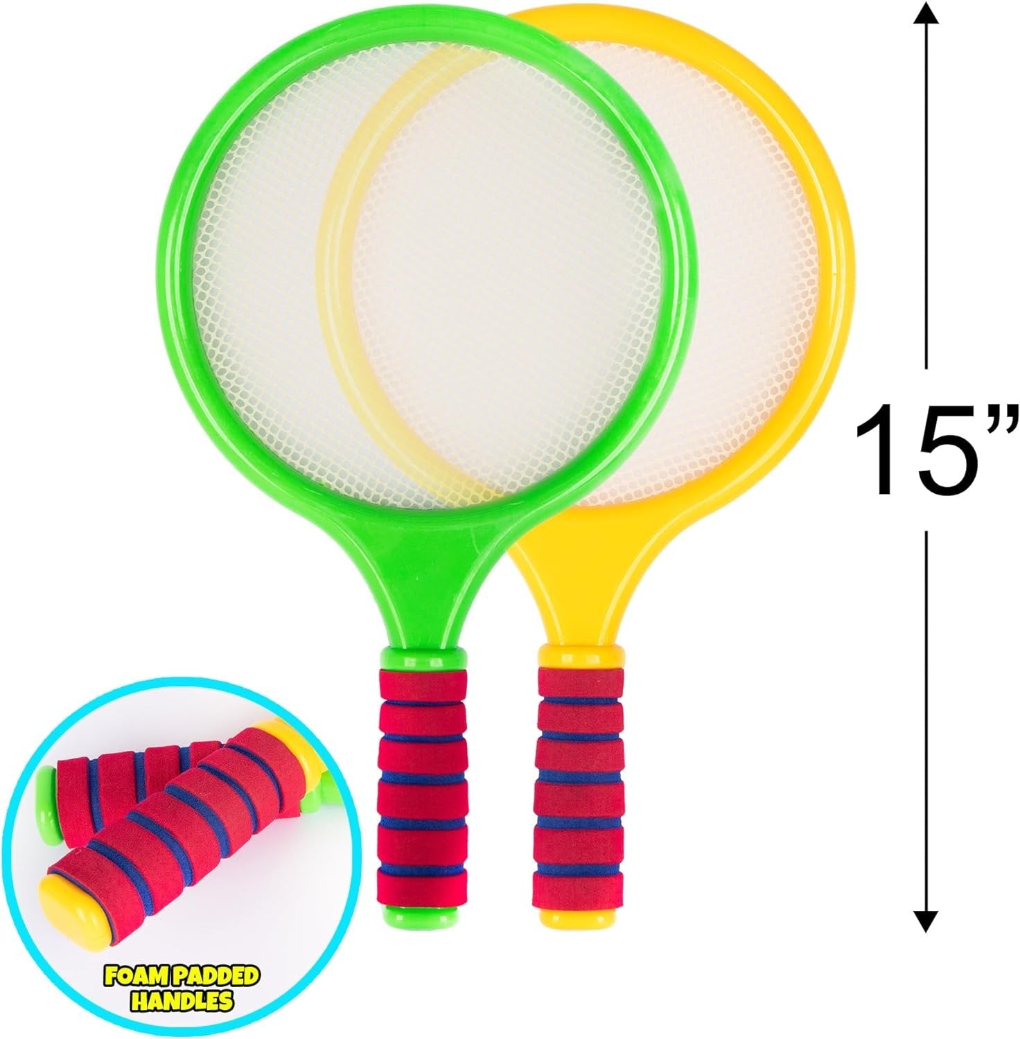 Kids Badminton Rackets Set - 9 Piece Badminton Set with 2 Rackets, 2 Bridies, 2 Soft Balls, 2 Tennis Balls, and Storage Bag - Toy Badminton and Tennis Rackets for Kids with Accessories