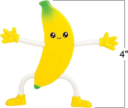 ArtCreativity Bendable Banana Figures, Set of 12 Novelty Fruit Shaped Bendy Figurines, Stress Relief Fidget Toys for Kids, Birthday Party Favors, Goodie Bag Stuffers, Piñata Fillers for Boys and Girls