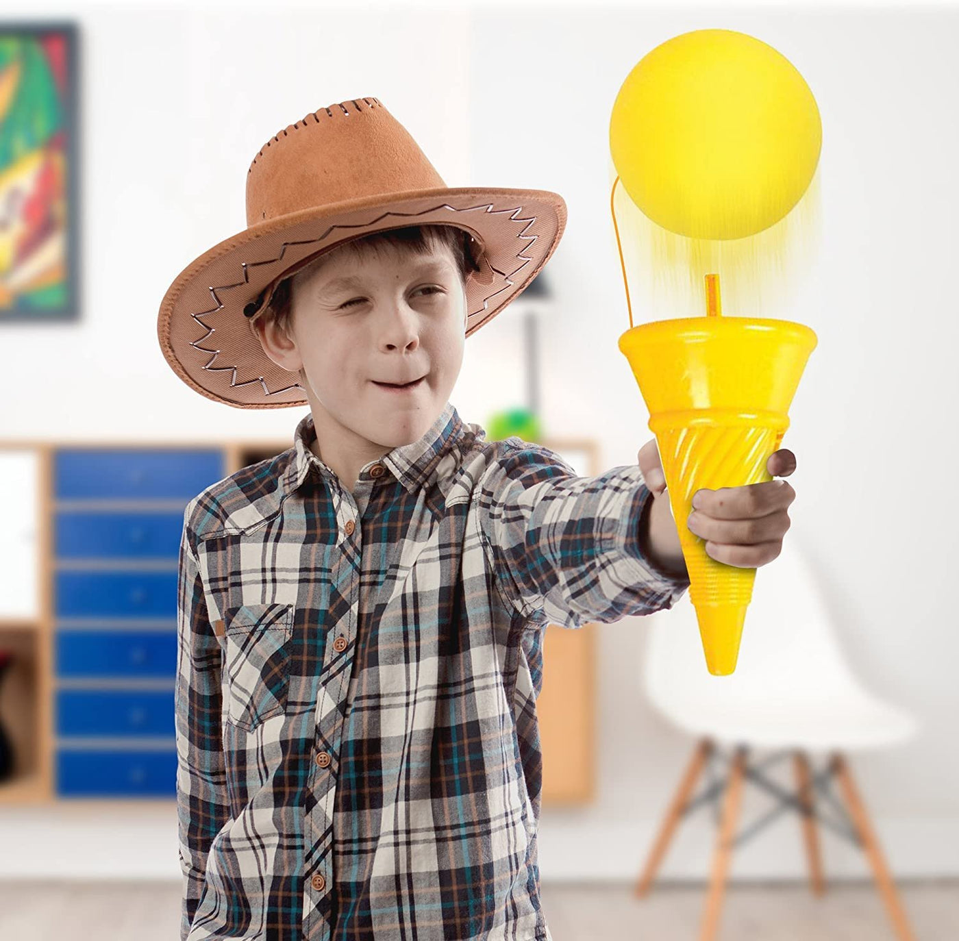 Jumbo 14" Ice Cream Shooter Classic Icecream Cone Foam Ball Launcher - Squeeze Popper - Great Party Favor for Kids, Gift Idea for Boys and Girls, Carnival Prize - Yellow