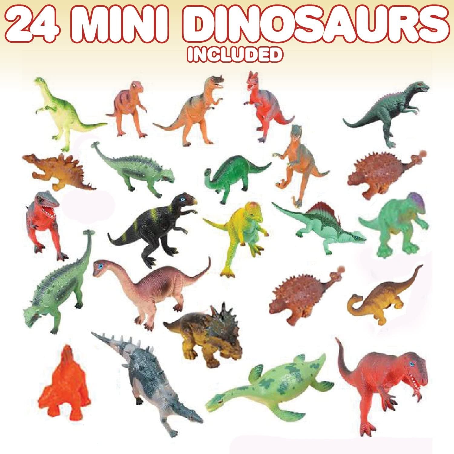 T-Rex Kids Toy Play Set Includes 24 Mini Dinosaur Action Figures and Realistic Looking Tyrannosaurus Rex Head - Indoor and Outdoor Use - Popular Children's Gifts and Learning Toys