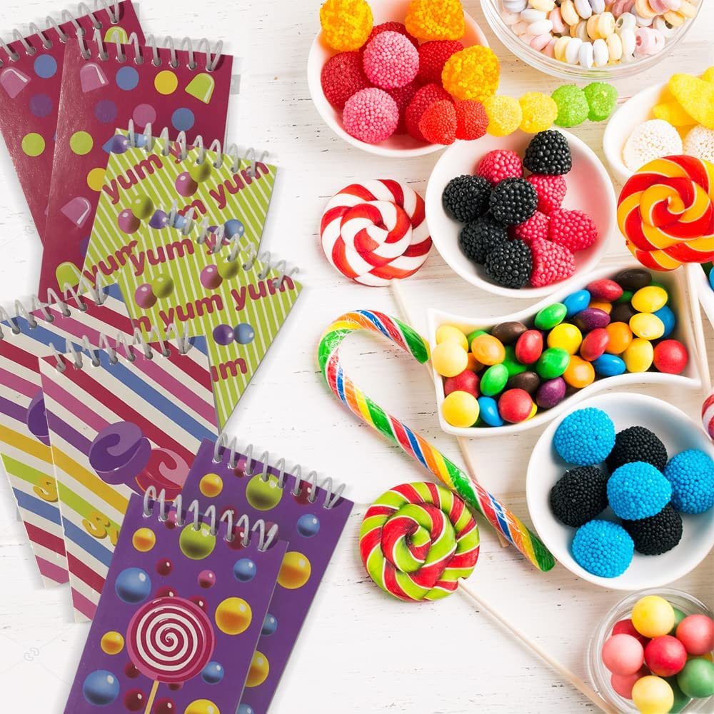 ArtCreativity Mini Candy Notebooks, Set of 8, Fun Theme Spiral Notepads, Cute Stationery Supplies for School and Office, Candy-Themed Birthday Party Favors, Goodie Bag Fillers for Kids