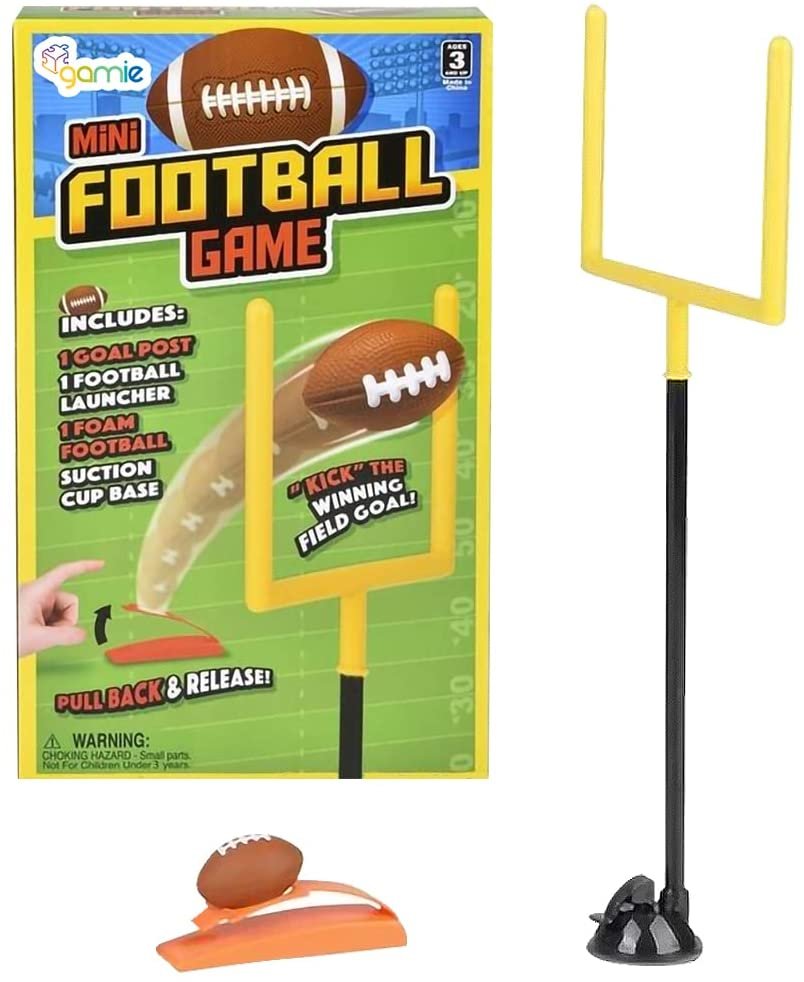 Gamie Desktop Football Game, Mini Table Top Sports Games with Post and Foam Football, Indoor Finger Board Games for Kids, Office Desk Toys, Sports Party Favors