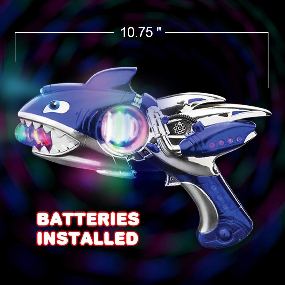 Light Up Super Spinning Shark Blaster, Spinning LED and Cool Sound Effects, 10.75” Light Up Toy Gun for Kids, Batteries Included, Great Gift Idea for Boys & Girls