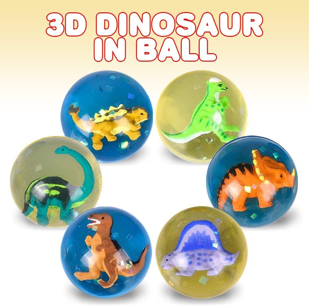 ArtCreativity High Bounce Balls with 3D Dinosaur Inside, Set of 12, Din High Bounce Balls for Kids, Outdoor Toys for Encouraging Active Play, Dinosaur Party Favors & Pinata Stuffers for Boys and Girls