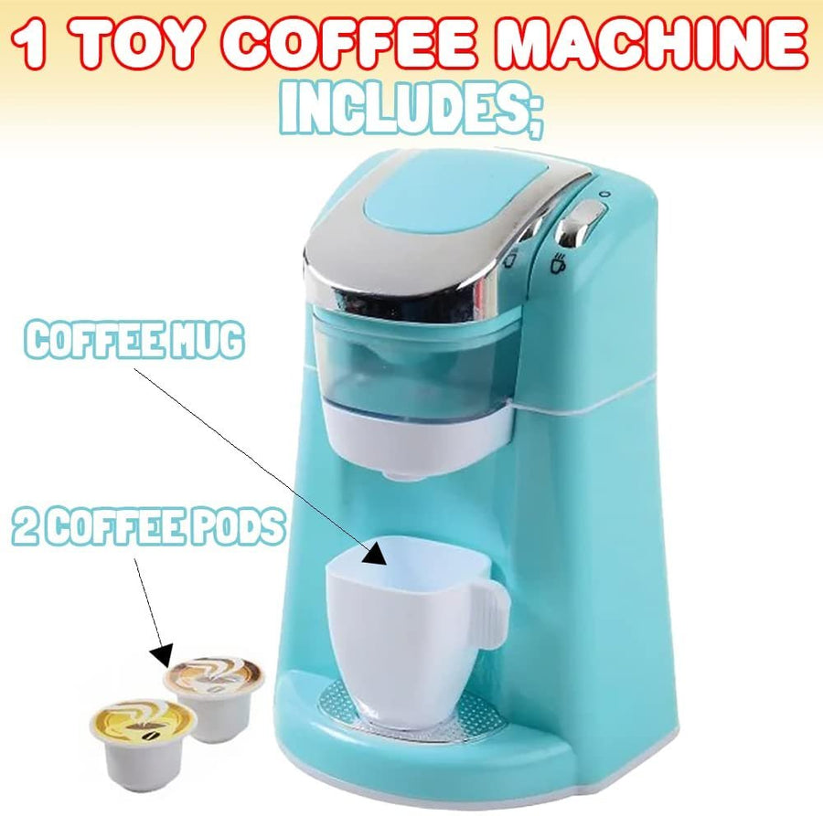 Coffee Machine for Kids, Coffee Playset with 2 Pretend Pods and 1 Cup, Play Kitchen Accessories with Brewing Sound and Water Dripping, Kitchen Pretend Play Toys for Girls and Boys