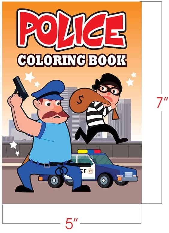 Police & Firefighter Coloring Books for Kids, Bulk Set of 20, 5 x 7" Small Color Booklets in Assorted Designs, Fun Birthday Party Favors, Educational Art Gifts for Boys and Girls