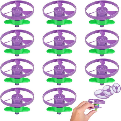ArtCreativity Flying Disc Launcher Toys, Set of 12, Disk Shooter Sets with 1 Super Saucer Gun and 1 Spinning Disk Each, Super Fun Outdoor Flying Toys for Kids, Best Birthday Party Favors