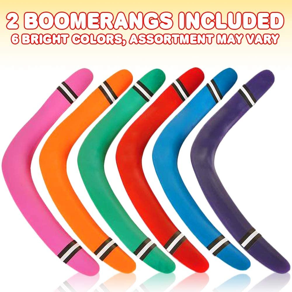 Boomerangs, Set of 2, Classic Returning Boomerangs in a Bright Assortment of Colors, Fun Outdoor Toys for Camping, Backyard, Picnic, Best Gift Idea for Boys and Girls