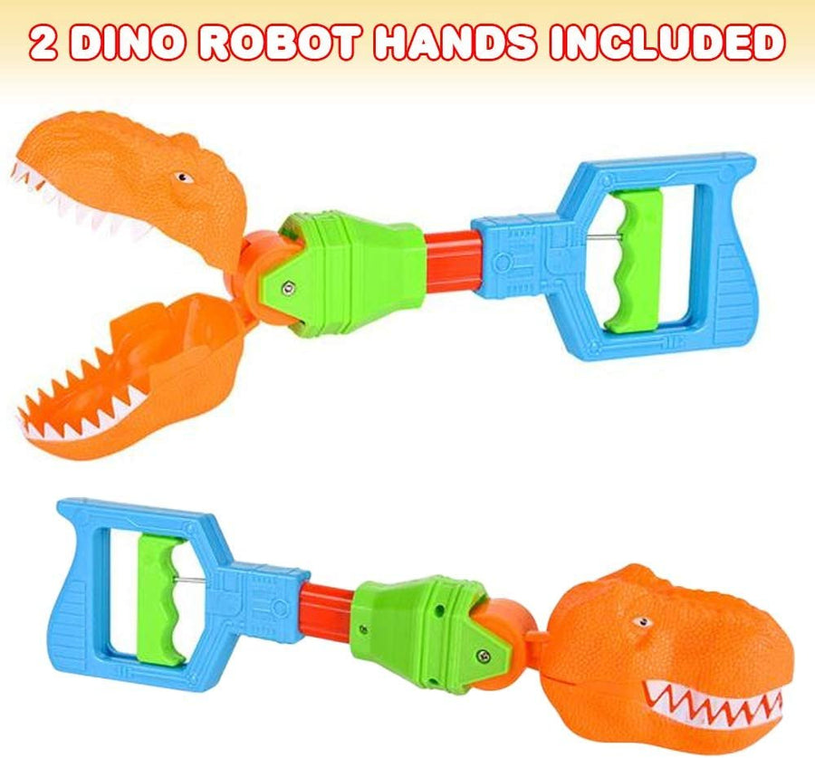 Dino Robot Hand Grabber, Set of 2, 14" Robotic Arm Reacher Grab Claw, Cool Grabbing Stick for Kids, Fun Dinosaur Toys for Boys and Girls, Great Holiday and Birthday Gift Idea