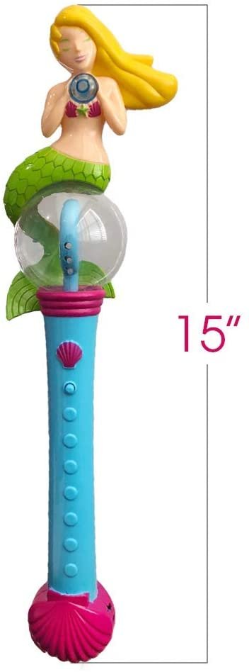 ArtCreativity Multi-Color Spinning Mermaid Wand with LED Handle | 15.5” Light Up Princess Wand for kids | Fun Pretend Play Prop | Batteries Included | Best Birthday Gift for Boys and Girls
