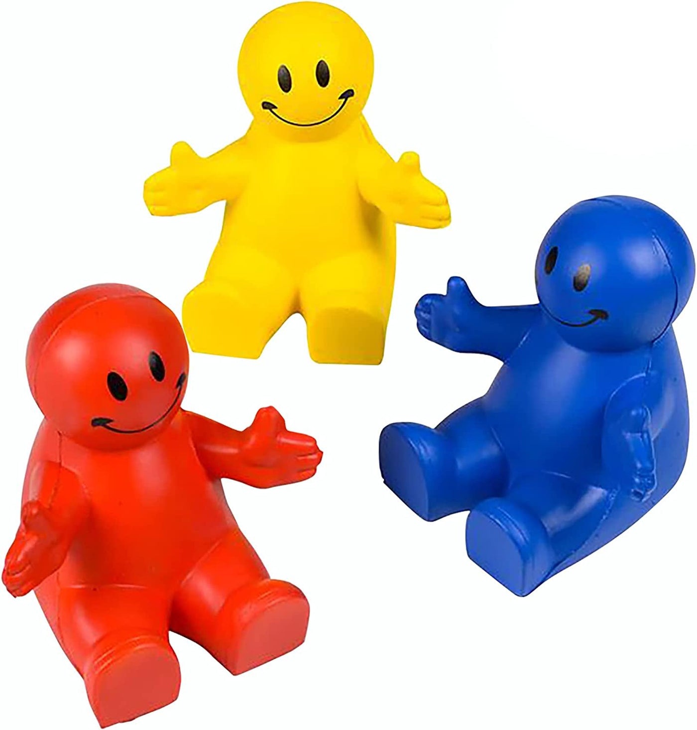 4" Squeezable Smile Phone Holder, 3 Pack, 2-in-1 Smartphone Stand, Squeeze Stress Relief Fidget Toy for Kids & Adults, Desk Decoration, Party Favor, Office Gift, Red-Blue-Yellow