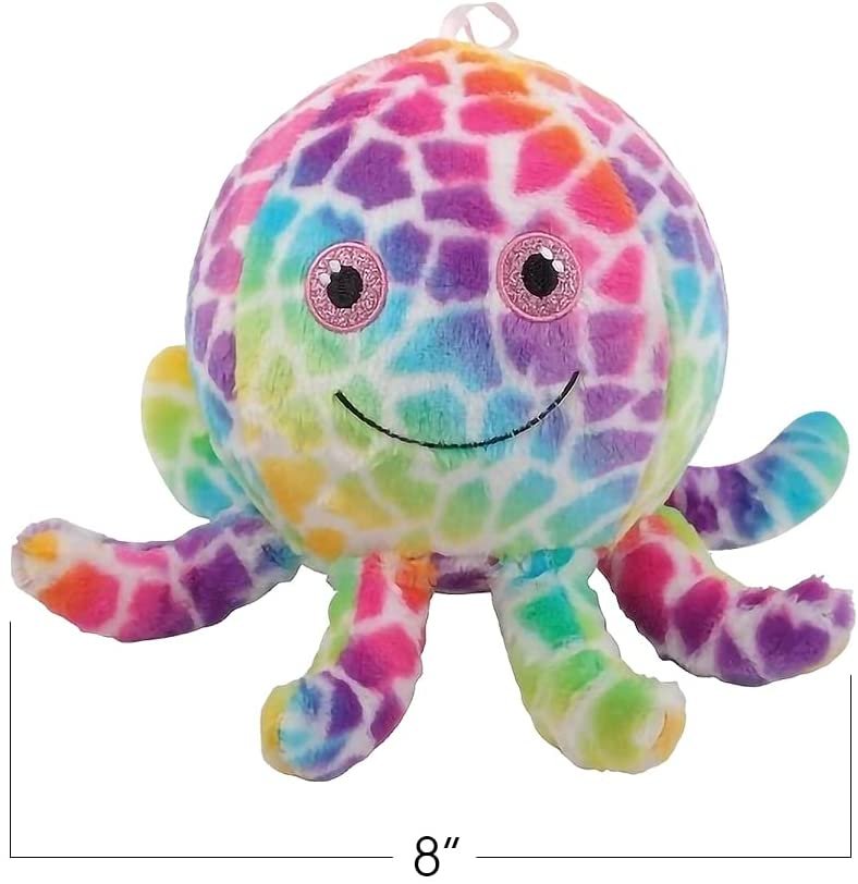 Octopus Ball for Kids, 1 Piece, Plush Octopus Ball with a Plush Fabric Cover, Great for Animal Nursery Decorations or Underwater Party Décor, Bouncy Ball for Kids in Assorted Colors