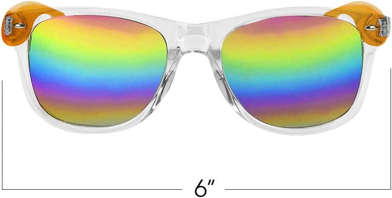 Rainbow Lens Sunglasses, Set of 4, Cool Shades with Rainbow Lenses and Bright Assorted Colored Frames, Fun Fashionable Party Favors for Kids, Great Gift Idea for Boys and Girls