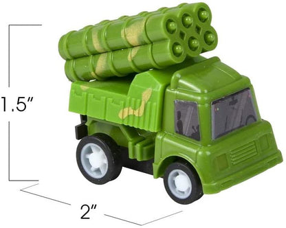 ArtCreativity Pull Back Combat Trucks for Kids, Set of 8, Mini Military Toy Cars for Boys & Girls, 4 Cool Designs in Durable Plastic, Fun Birthday Party Favors, Gifts, Goodie Bag Fillers, Cake Toppers