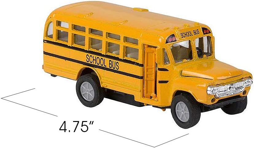Diecast Yellow School Bus for Kids, 4.75" Classic School Bus Toy with Pullback Mechanism, Durable Diecast Metal, Party Favors, Best Birthday Gift for Boys and Girls