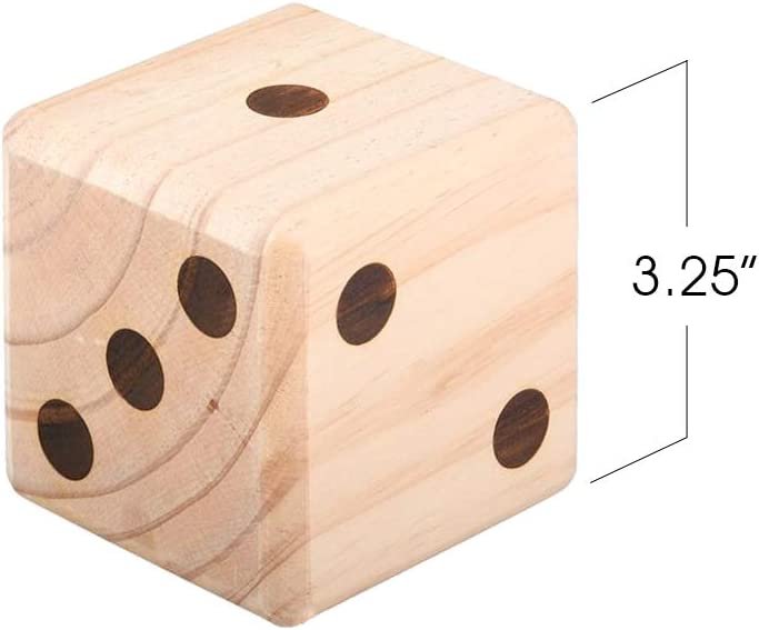 Jumbo Wooden Yard Dice, Set of 6 Dice, Fun Lawn and Backyard Games for Kids and Adults, Game Instructions Included, Outdoor Games for Picnic, Parties, Summer Fun