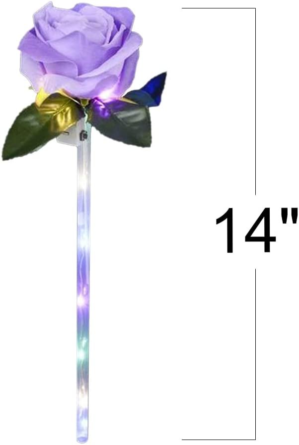 Light Up Rose Wands for Kids, Set of 12, LED Rose Wand Set with Multiple Colors, Light Up Party Favors and Rose Party Decorations, 14" Tall LED Wands for Kids and Adults