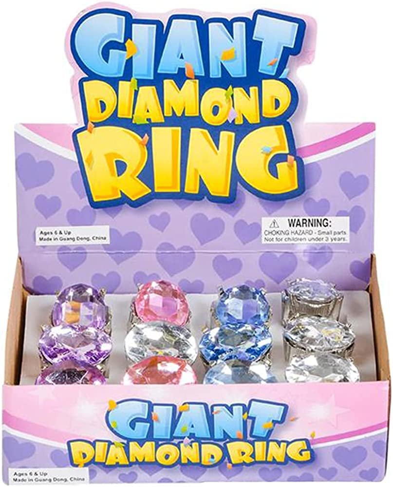 Giant Faux Diamond Rings, Set of 12, Adorable Jewelry for Little