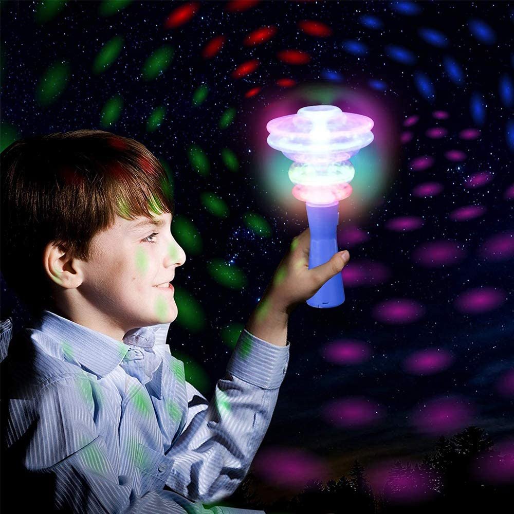 Light Up Butterfly Magic Wand, 9.5" LED Spin Toy for Kids with Batteries Included, Great Gift Idea for Boys and Girls, Fun Party Favor, Carnival Prize - Colors May Vary